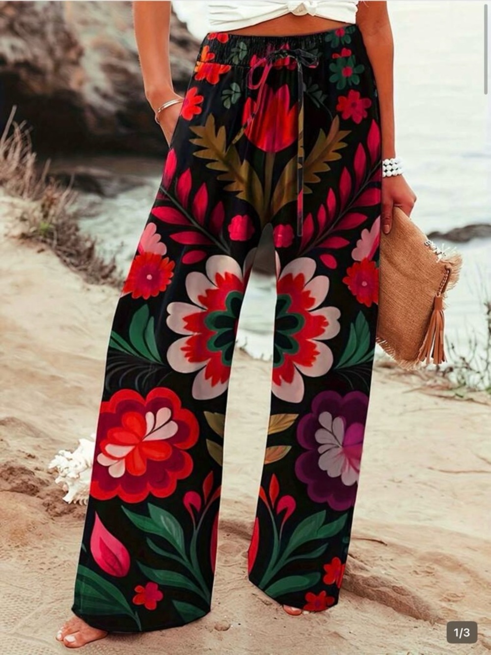 NWT beautiful floral wide leg pants